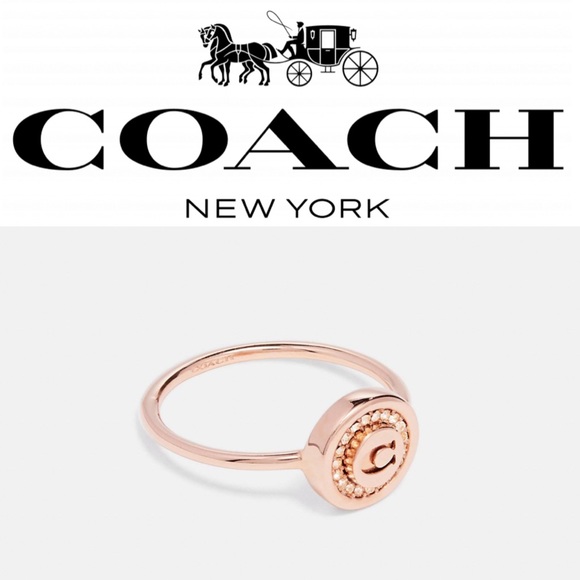Coach Jewelry - Coach Women Pave Pendant Ring in Rose Gold
